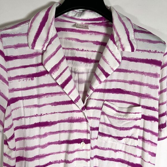 Soma Cool Nights Pajama Set Stretch Large Button Up Collar Shorts Tie Dye Comfy - Picture 4 of 11